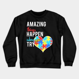 Autism Awareness Heart Puzzle Piece For Amazing Kids Crewneck Sweatshirt